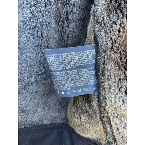 Nautica Mens Black Faux Suede Faux Fur Heavy Weight Jacket Lined Pockets Size L - Picture 5 of 7